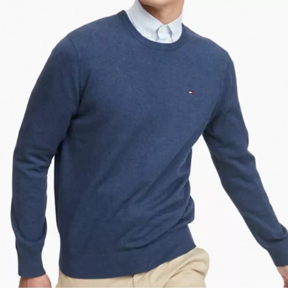 Tommy Hilfiger Men’s Blue Crewneck Sweater Size Medium Logo‎ Pullover